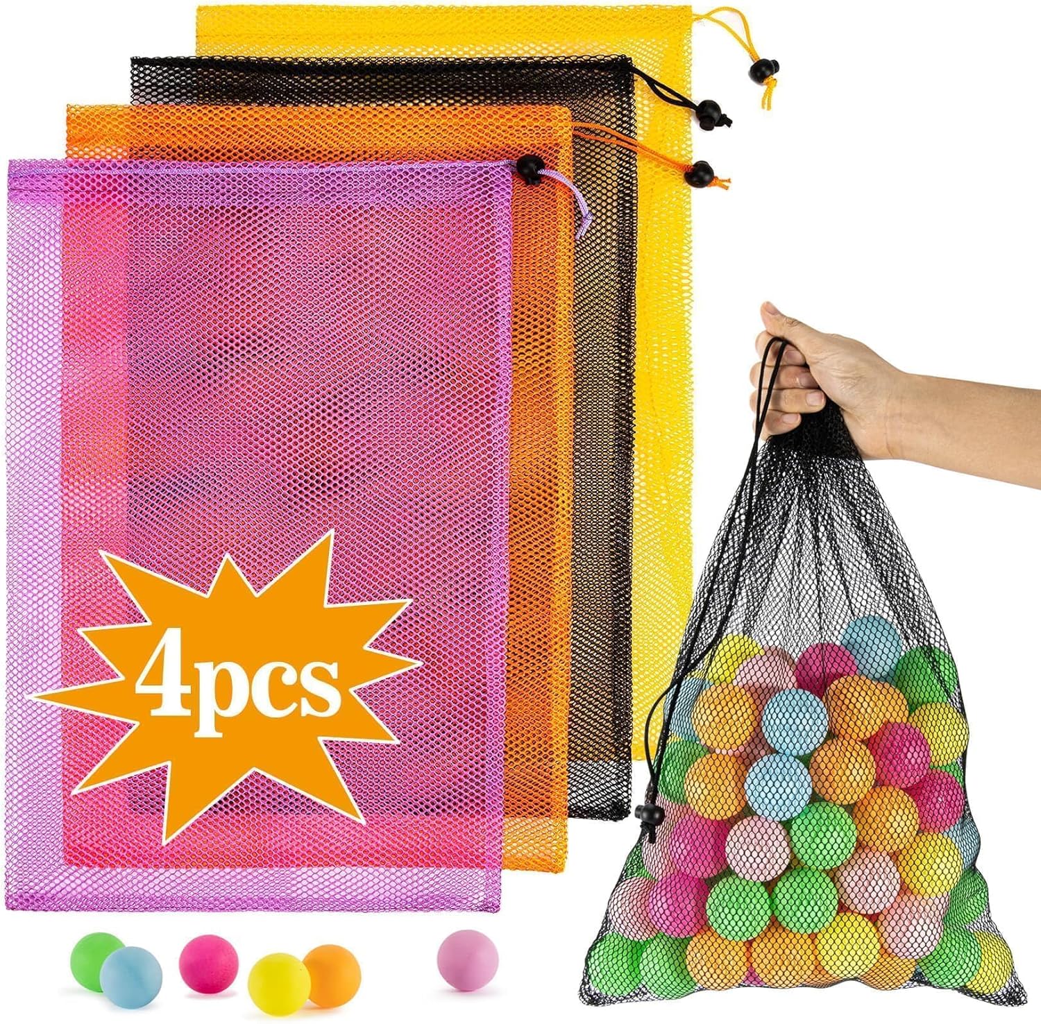Drawstring Gym Bag - 4PCS Mesh Drawstring Bags 18x12 Inch