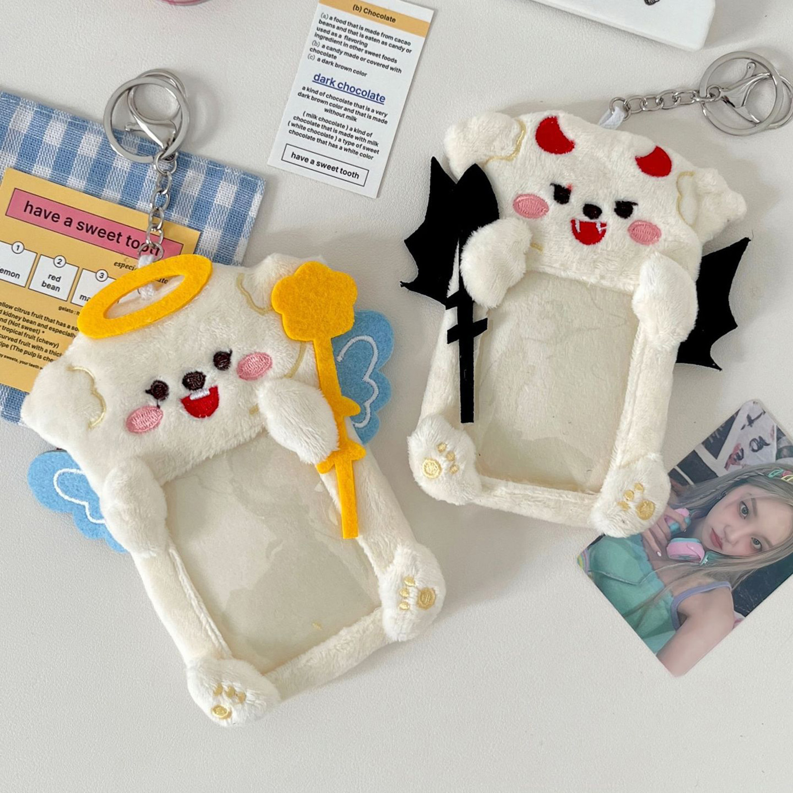 Fashion Backpack Women - Plush Angel Devil Keychain Cute Pendant