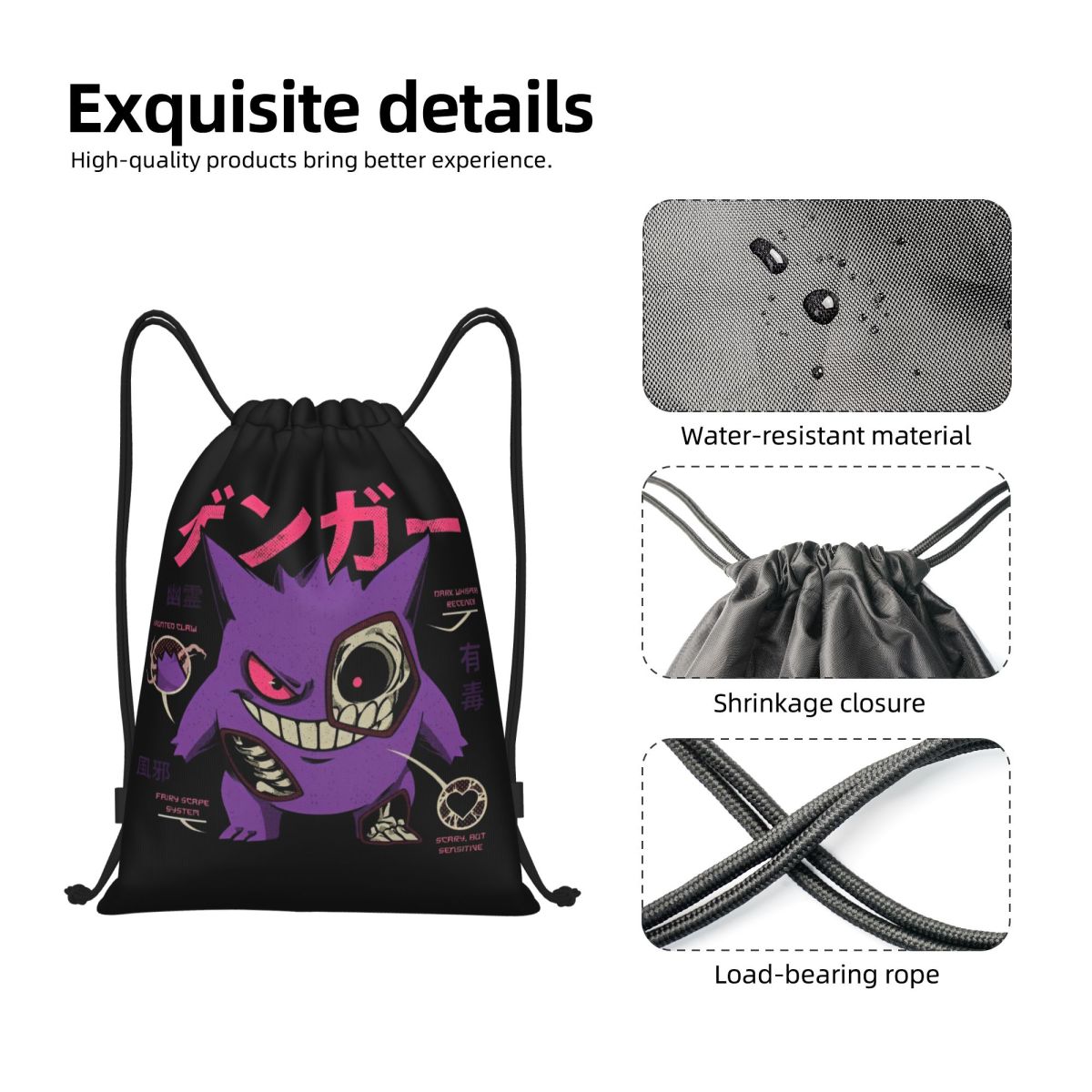 Pokemoned GENGAR'S Body Scan B - Drawstring Gym Bag incelemesi ve fiyatı