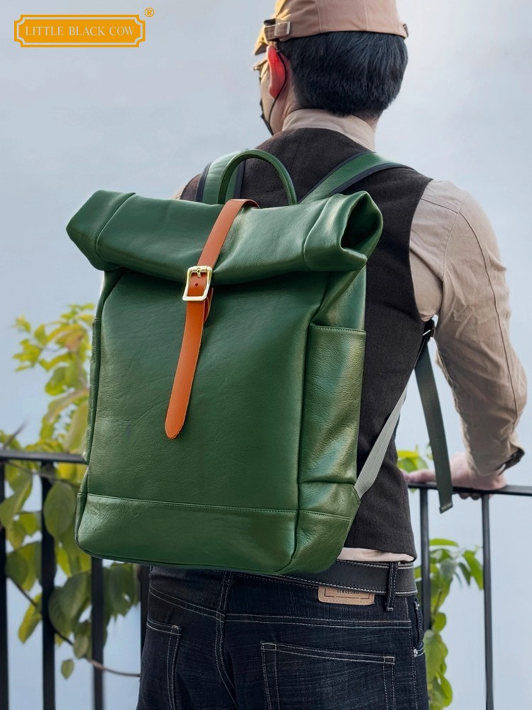 Large Capacity Mens Genuine Le - Leather Backpack Vintage incelemesi ve fiyatı