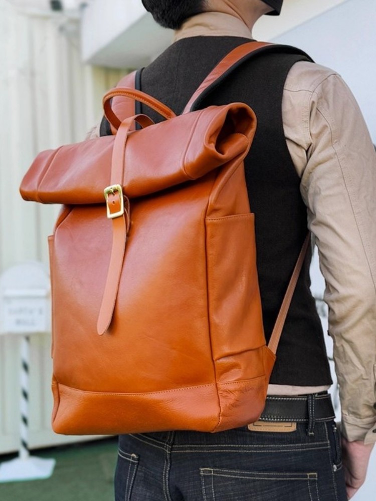 Large Capacity Mens Genuine Le - Leather Backpack Vintage incelemesi ve fiyatı