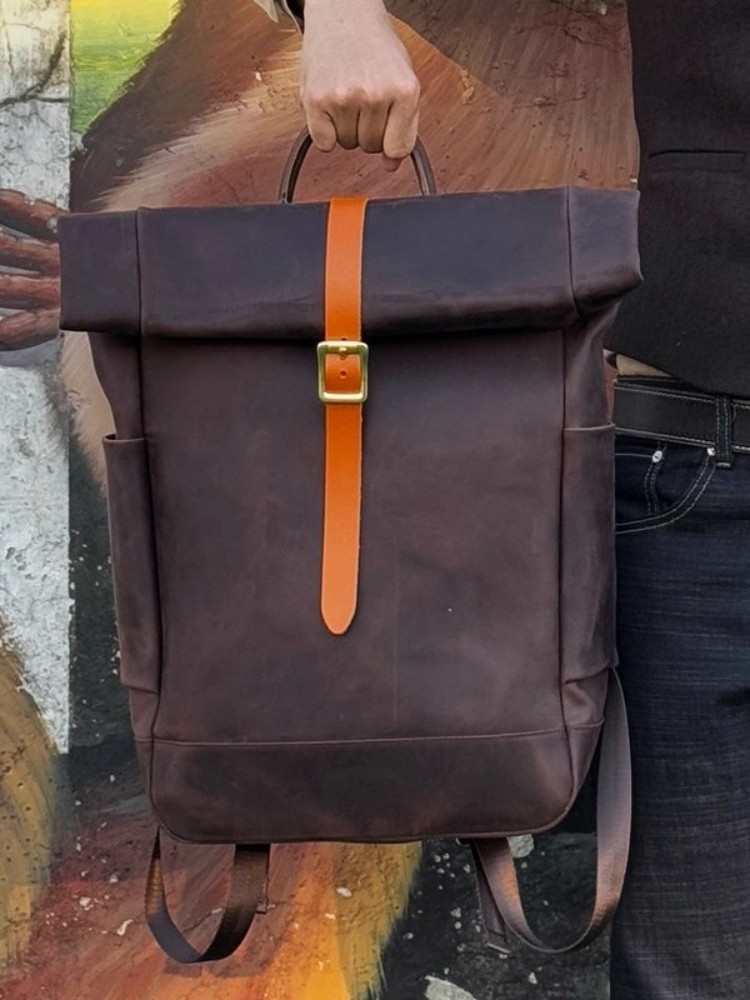 Large Capacity Mens Genuine Le - Leather Backpack Vintage incelemesi ve fiyatı