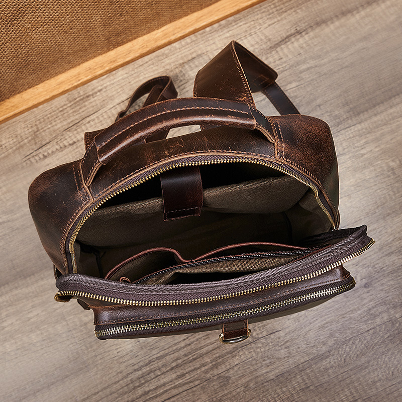 Men's Top Grain Waxed Leather  - Leather Backpack Vintage incelemesi ve fiyatı