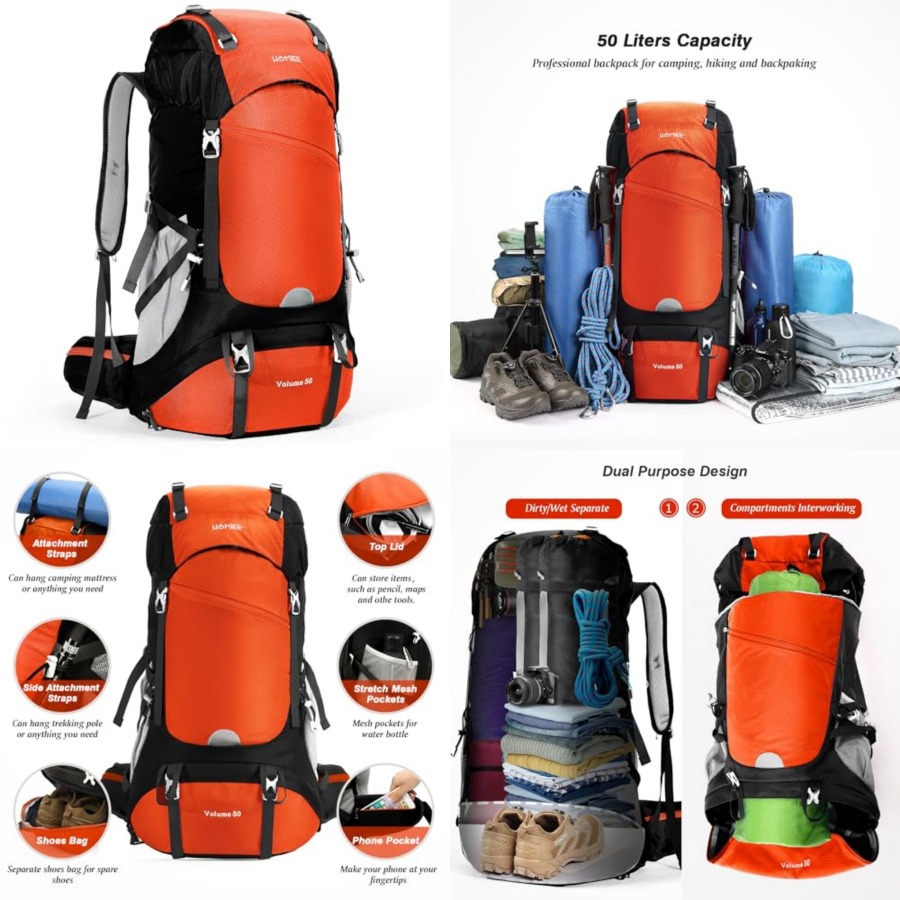 50L Hiking Backpack Travel Bag - Hiking Backpack Waterproof incelemesi ve fiyatı