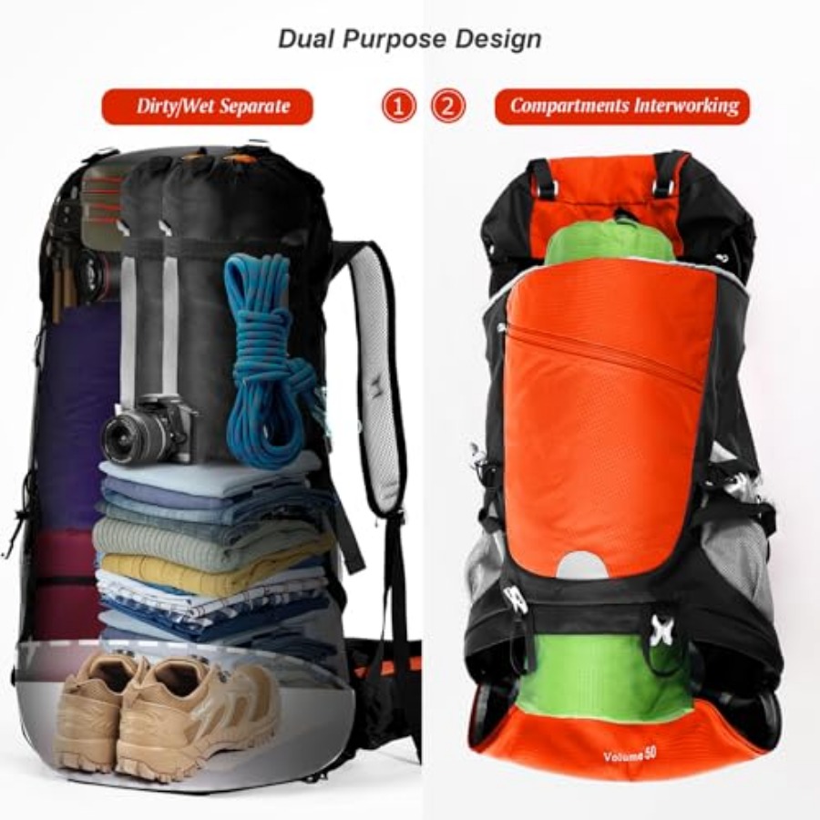 50L Hiking Backpack Travel Bag - Hiking Backpack Waterproof incelemesi ve fiyatı