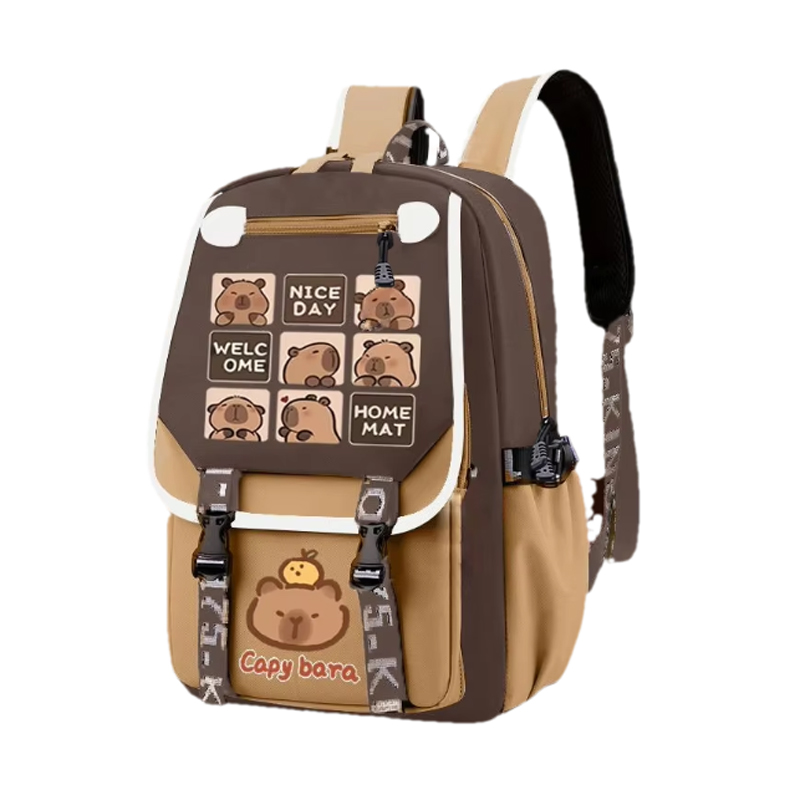 Kawaii Capybara Stylish Khaki  - School Backpack Teen incelemesi ve fiyatı