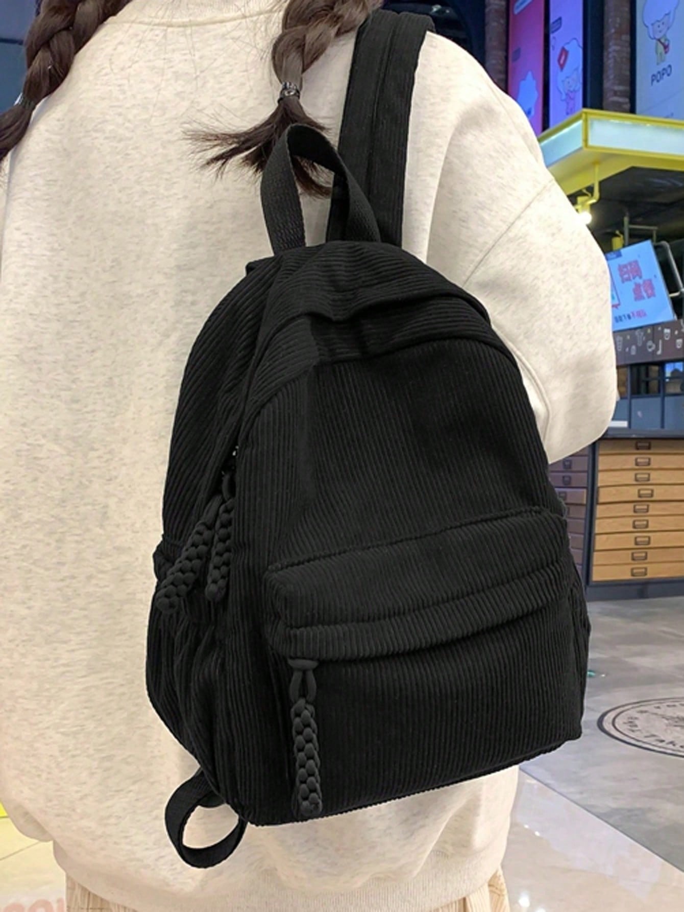 Solid Color Corduroy Fabric Fa - Fashion Backpack Women incelemesi ve fiyatı