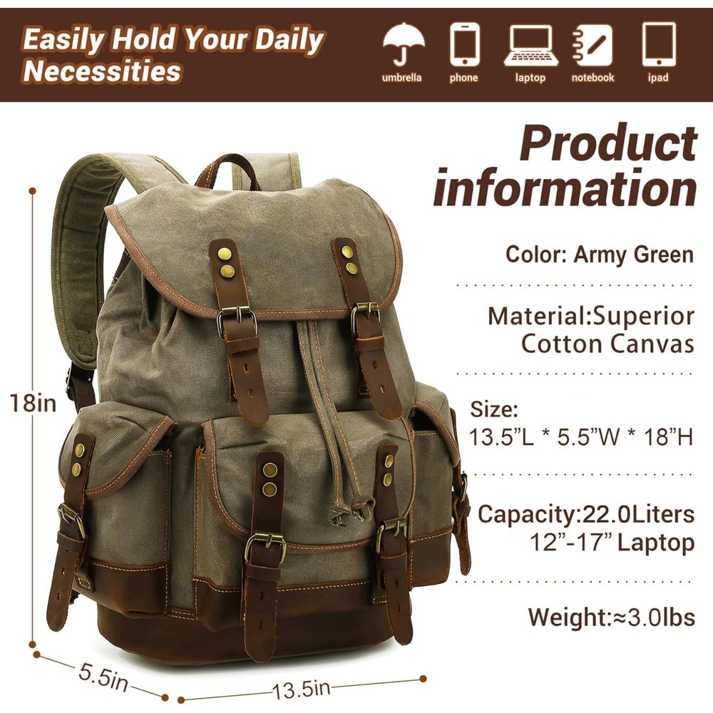 Vintage Canvas Leather Backpac - Leather Backpack Vintage incelemesi ve fiyatı