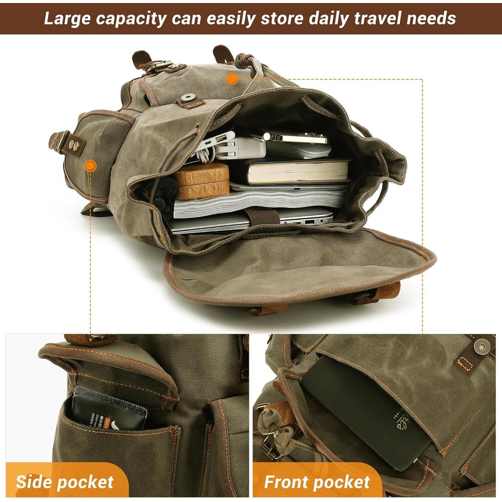 Vintage Canvas Leather Backpac - Leather Backpack Vintage incelemesi ve fiyatı