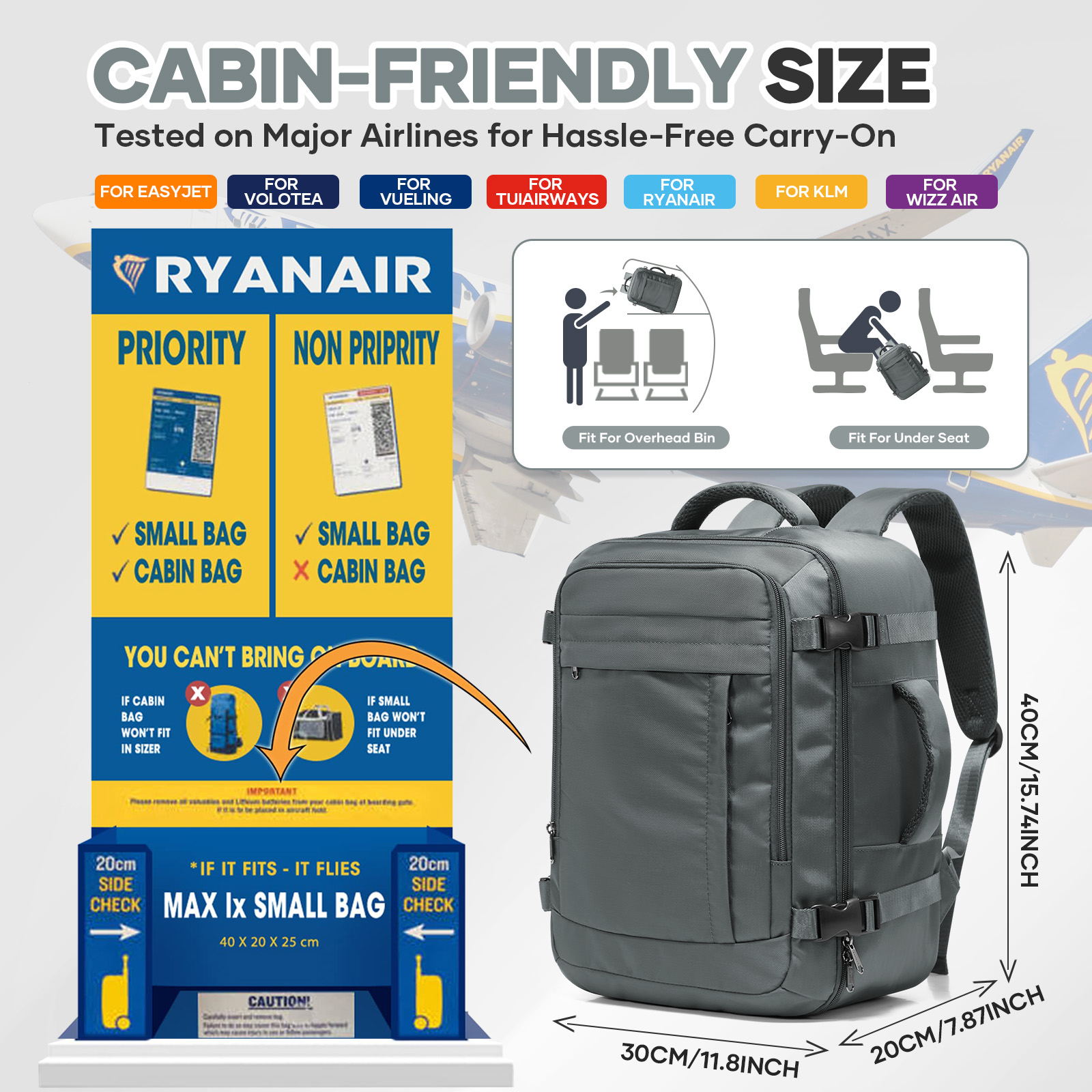 Ryanair Cabin Bags 40x30x20 Un - Canvas Backpack Casual incelemesi ve fiyatı