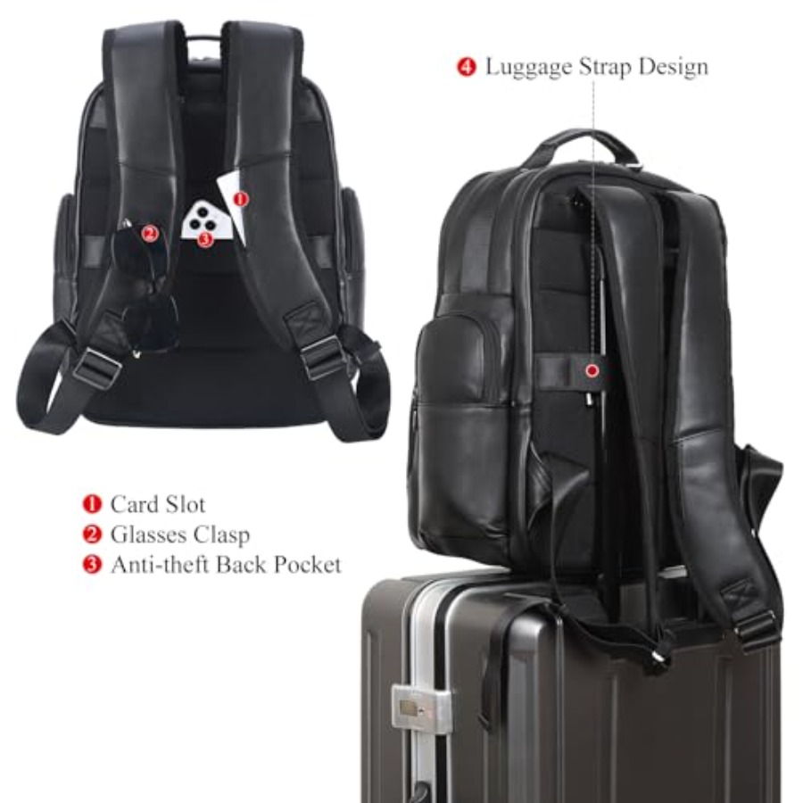 Men's Vintage Leather Backpack - Laptop Backpack 15.6 incelemesi ve fiyatı