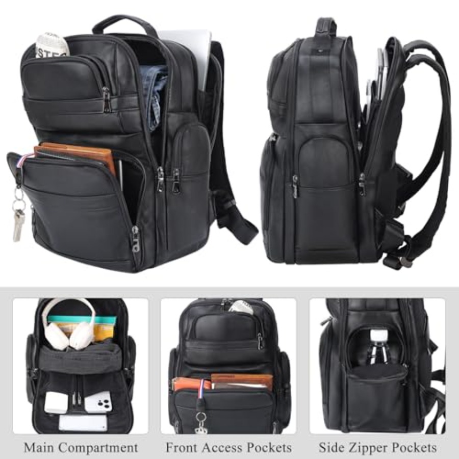 Men's Vintage Leather Backpack - Laptop Backpack 15.6 incelemesi ve fiyatı