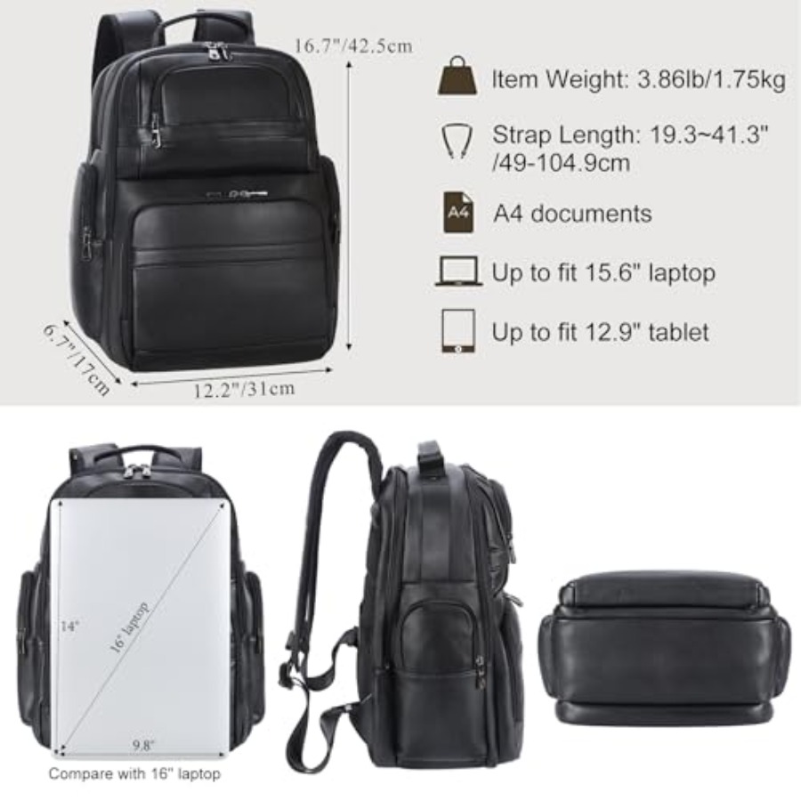 Men's Vintage Leather Backpack - Laptop Backpack 15.6 incelemesi ve fiyatı