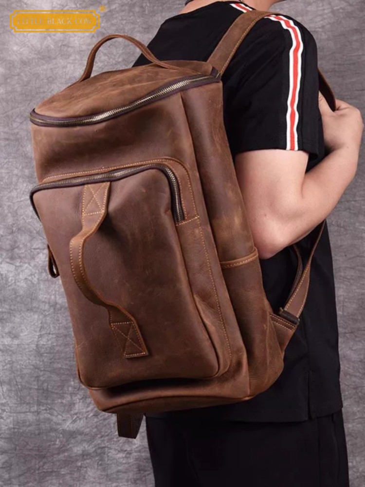 Handmade Mens Large Capacity T - Leather Backpack Vintage incelemesi ve fiyatı