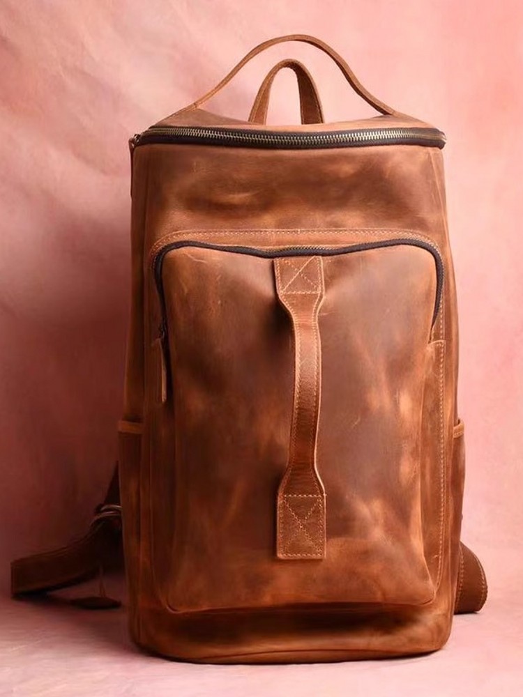 Handmade Mens Large Capacity T - Leather Backpack Vintage incelemesi ve fiyatı
