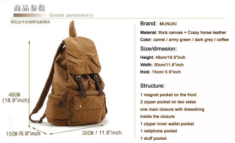 Fashion Vintage Leather milita - Rucksack Military Style incelemesi ve fiyatı