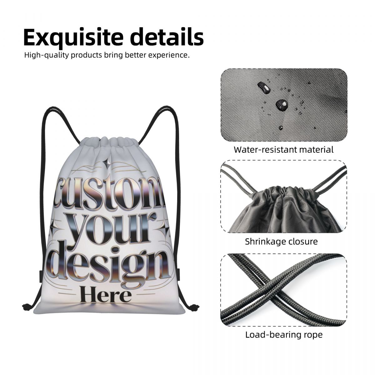 Custom Your Photo Logo Text Dr - Drawstring Gym Bag incelemesi ve fiyatı