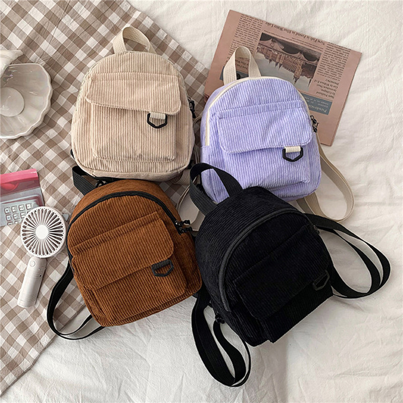 Solid Color Mini Backpack Cord - Fashion Backpack Women incelemesi ve fiyatı