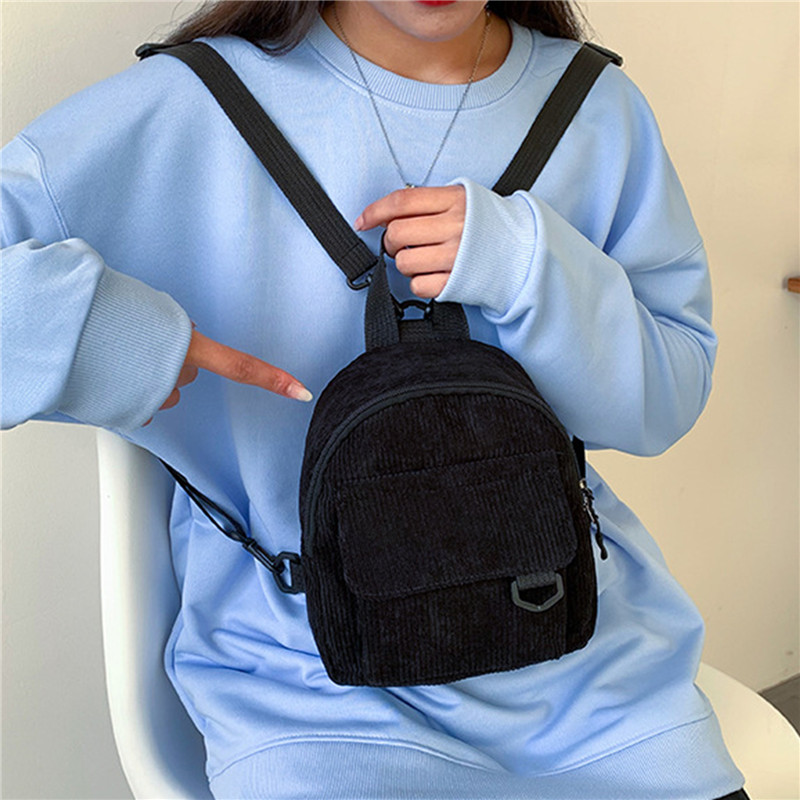 Solid Color Mini Backpack Cord - Fashion Backpack Women incelemesi ve fiyatı
